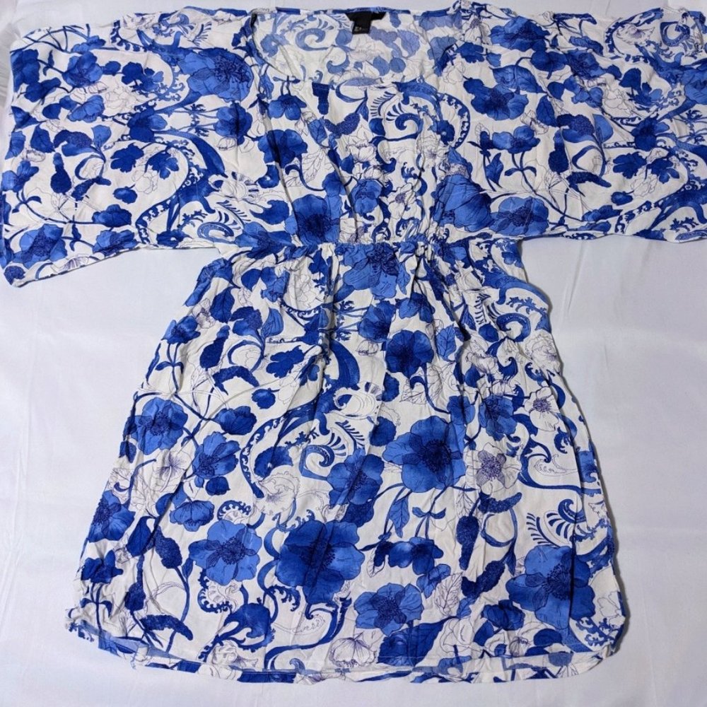 Blue and White Tunic Top, Size 12